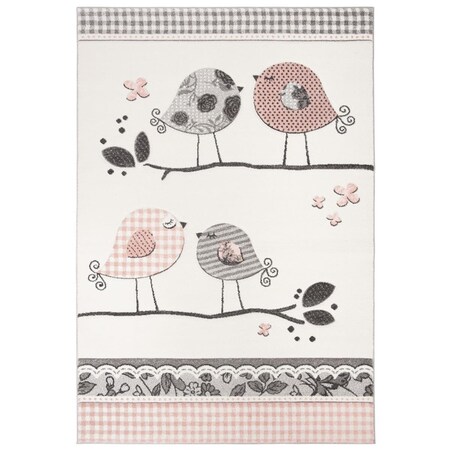 Safavieh 4 x 6 ft. Carousel Kids 100 Power Loomed Rectangle Area Rug Pink & Ivory CRK153P-4